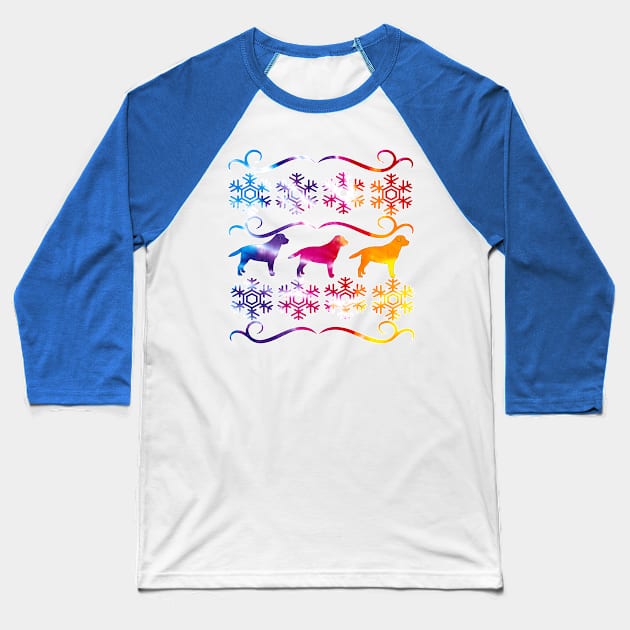 Rainbow Labrador Ugly Christmas Sweater Design Baseball T-Shirt by artbyomega